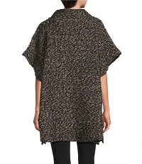 Bryn Walker Pip Wool Blend Knit Mock Neck Cao Sleeve Poncho