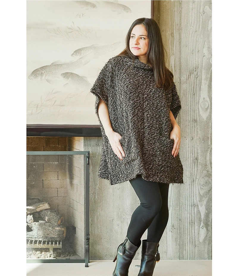 Bryn Walker Pip Wool Blend Knit Mock Neck Cao Sleeve Poncho