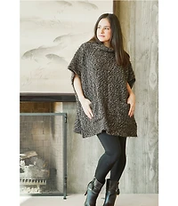 Bryn Walker Pip Wool Blend Knit Mock Neck Cao Sleeve Poncho