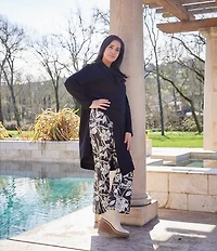 Bryn Walker Pita Modal Ponte Cowl Neck Long Sleeve Asymmetrical Front Peak Tunic