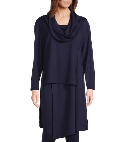 Bryn Walker Pita Modal Ponti Cowl Neck Long Sleeve Asymmetrical Tunic