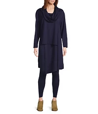 Bryn Walker Pita Modal Ponti Cowl Neck Long Sleeve Asymmetrical Tunic