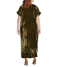 Bryn Walker Plus Anju Maltinto Velvet Open Front Short Sleeve Cardigan