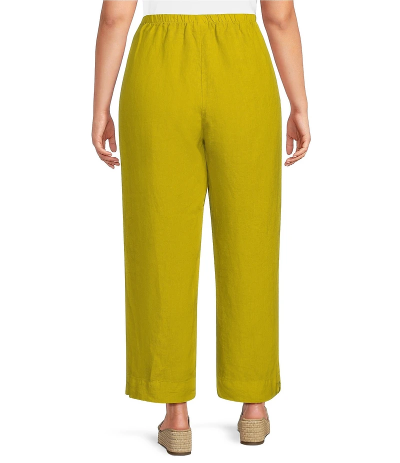 Bryn Walker Plus Anka Light Linen Elastic Waist Straight Leg Pants