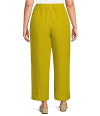 Bryn Walker Plus Anka Light Linen Elastic Waist Straight Leg Pants