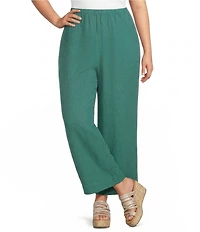 Bryn Walker Plus Anka Light Linen Elastic Waist Straight Leg Pants