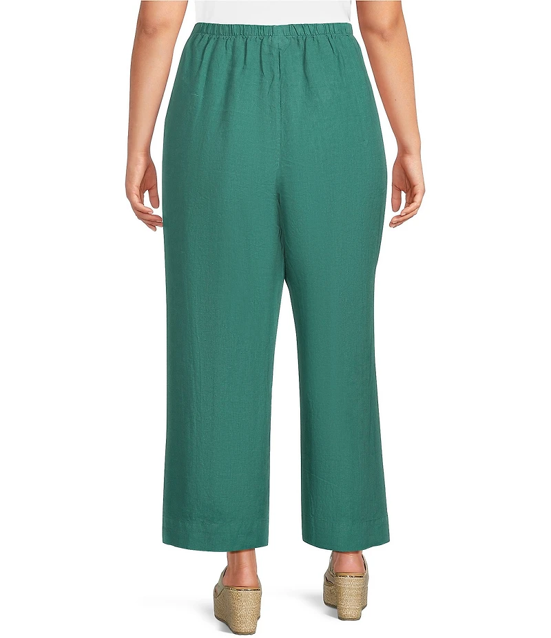 Bryn Walker Plus Anka Light Linen Elastic Waist Straight Leg Pants