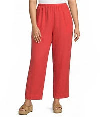 Bryn Walker Plus Anka Light Linen Elastic Waist Straight Leg Pants