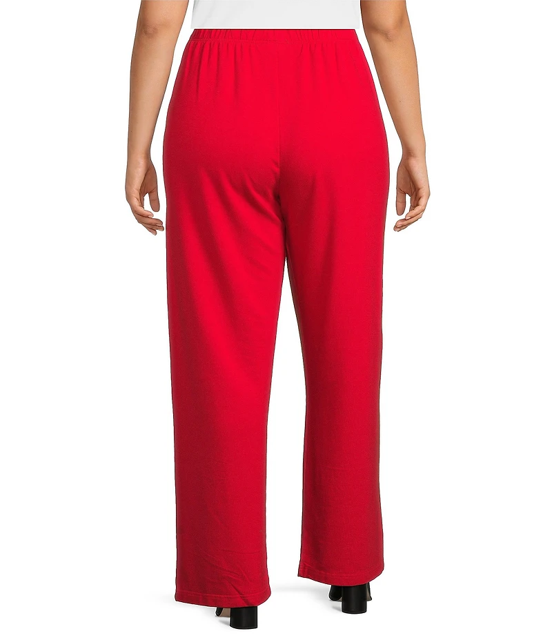 Bryn Walker Plus Bamboo French Terry Elastic Waist Straight Leg Travel Pants