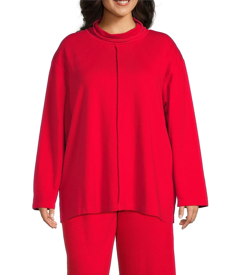 Bryn Walker Plus Bamboo French Terry Relaxed Turtleneck Long Sleeve Shirt