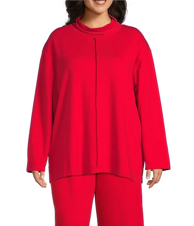 Bryn Walker Plus Bamboo French Terry Relaxed Turtleneck Long Sleeve Shirt