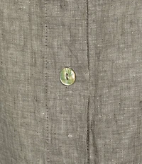 Bryn Walker Plus Bessie Cross-Dyed Linen Round Neck Cap Sleeve Shirt