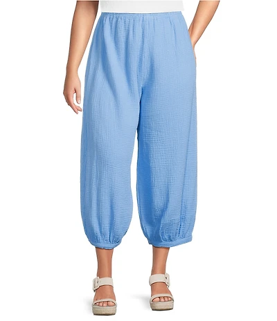 Bryn Walker Plus Campa Cotton Gauze Elastic Waistband Balloon Pants