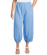 Bryn Walker Plus Campa Cotton Gauze Elastic Waistband Balloon Pants
