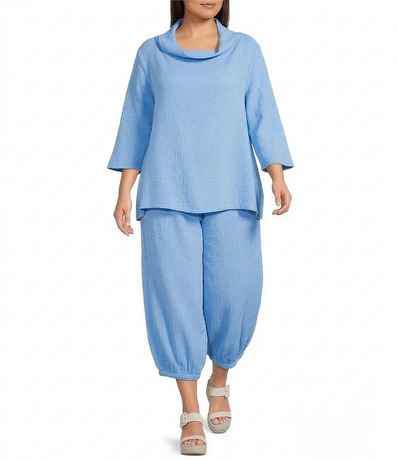 Bryn Walker Plus Campa Cotton Gauze Elastic Waistband Balloon Pants