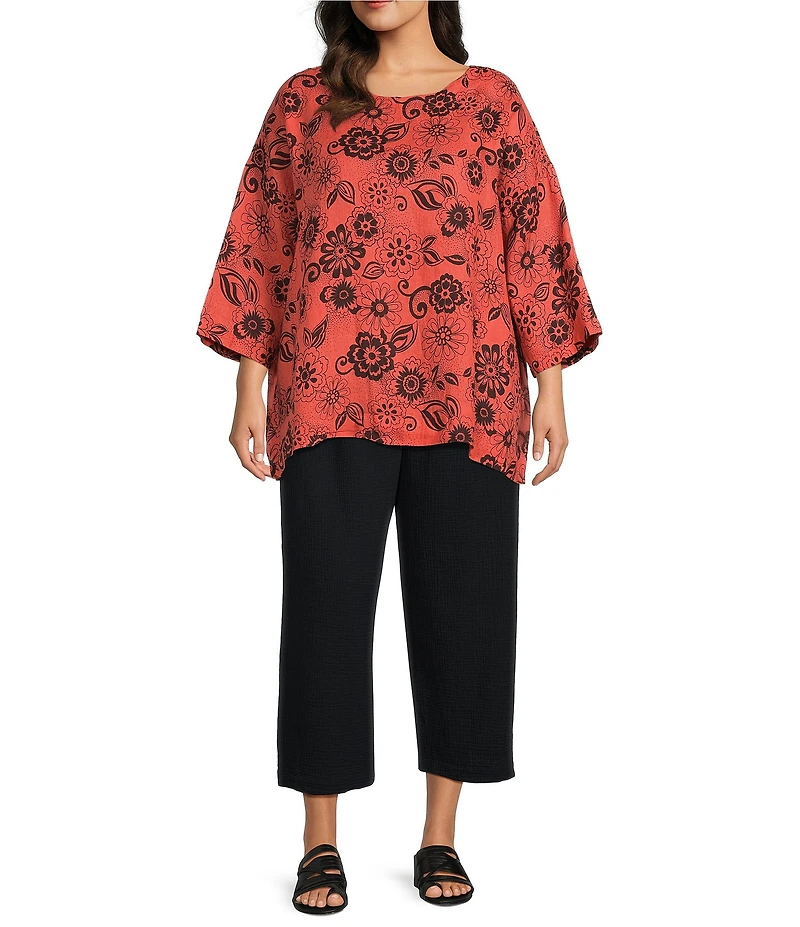 Bryn Walker Plus Cas Gauze Elastic Waist Wide Leg Cop Pants