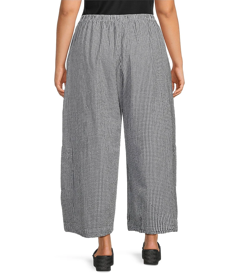 Bryn Walker Plus Casbah Check Seersucker Elastic Waist Full Crop Pants