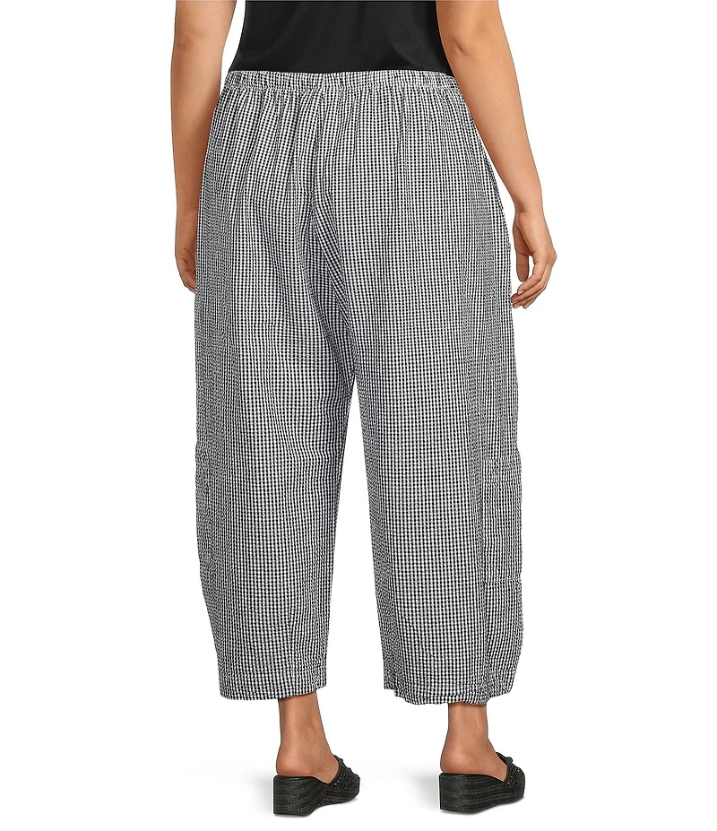 Bryn Walker Plus Casbah Check Seersucker Elastic Waist Full Crop Pants