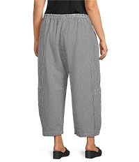 Bryn Walker Plus Casbah Check Seersucker Elastic Waist Full Crop Pants