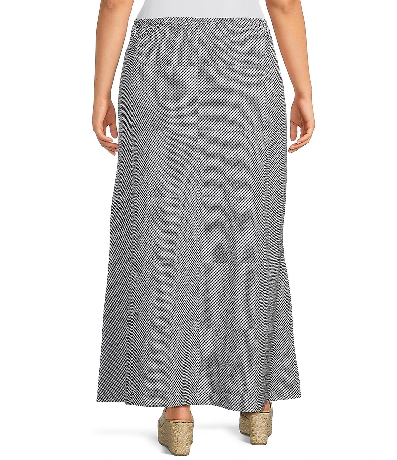 Bryn Walker Plus Check Seersucker Long A-Line Bias Skirt