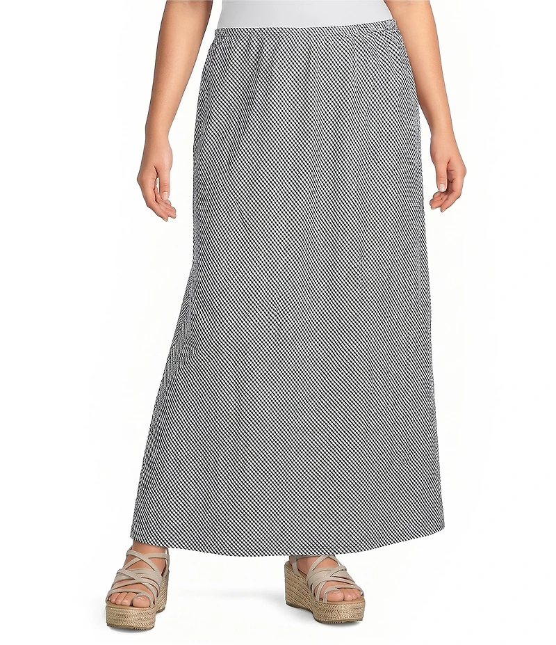 Bryn Walker Plus Check Seersucker Long A-Line Bias Skirt