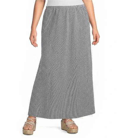 Bryn Walker Plus Check Seersucker Long A-Line Bias Skirt