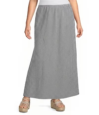 Bryn Walker Plus Check Seersucker Long A-Line Bias Skirt