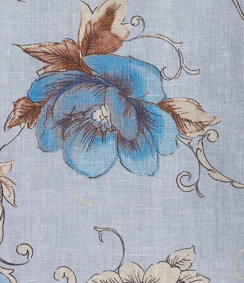 Bryn Walker Plus Chloe Magnolia Print Linen Round Neck Sleeveless Ruffle Hem Maxi Dress