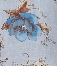 Bryn Walker Plus Chloe Magnolia Print Linen Round Neck Sleeveless Ruffle Hem Maxi Dress