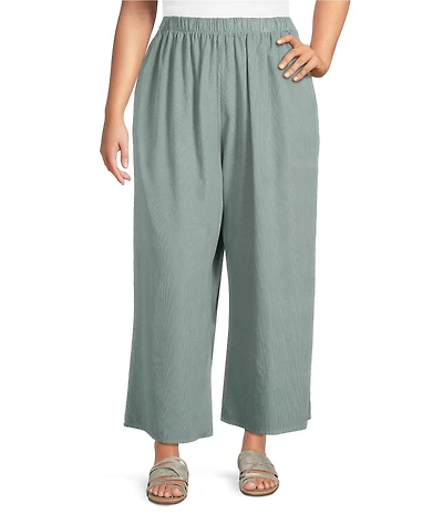 Bryn Walker Plus Corduroy Elastic Waist Wide Leg Flood Pants