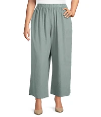 Bryn Walker Plus Cotton Corduroy Elastic Waist Wide Leg Flood Pants