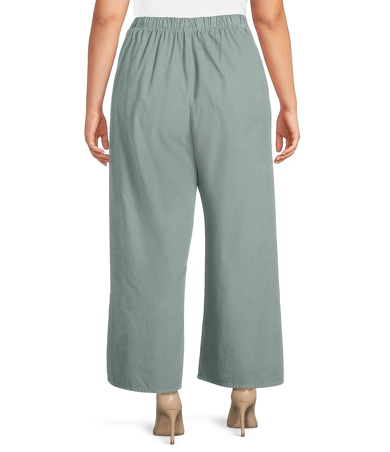 Bryn Walker Plus Cotton Corduroy Elastic Waist Wide Leg Flood Pants