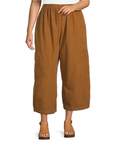 Bryn Walker Plus Cotton Corduroy Elastic Wait Patch Pocket Crop Pasha Pants