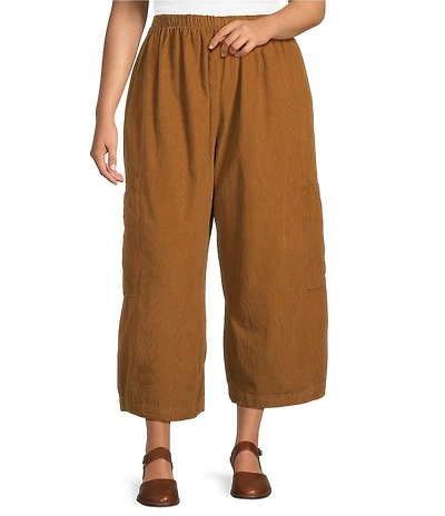 Bryn Walker Plus Cotton Corduroy Elastic Wait Patch Pocket Crop Pasha Pants