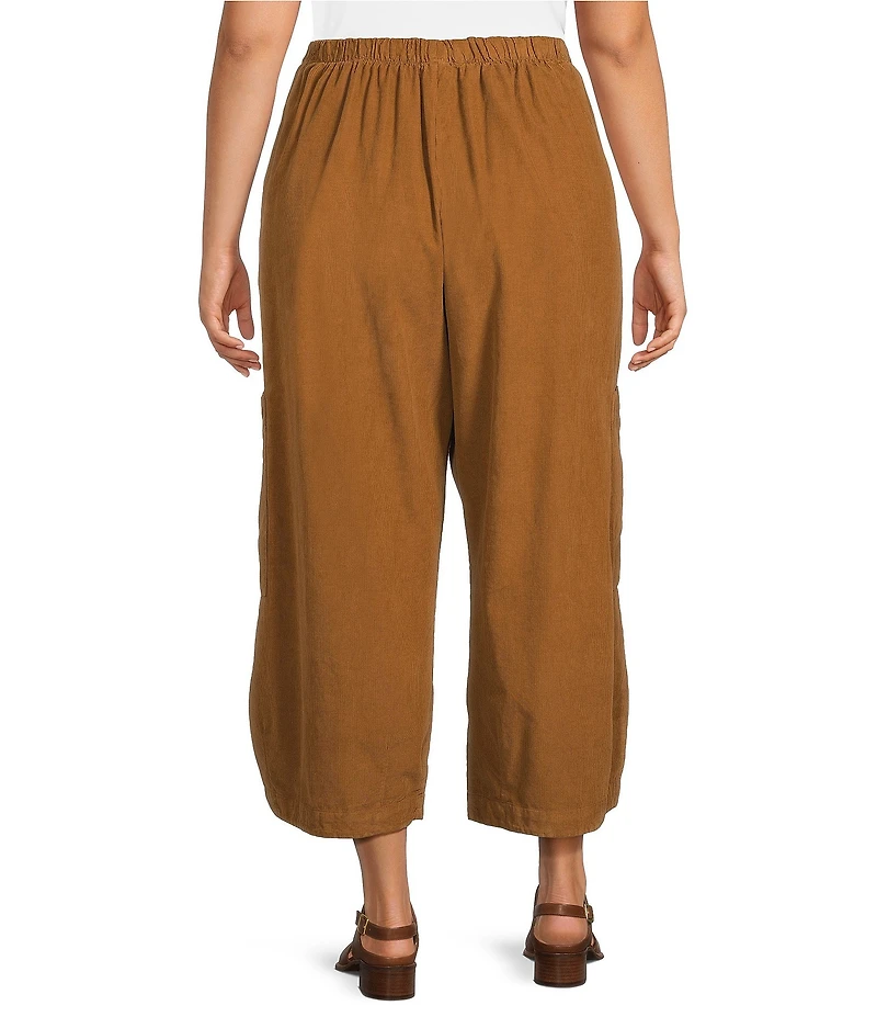 Bryn Walker Plus Cotton Corduroy Elastic Wait Patch Pocket Crop Pasha Pants