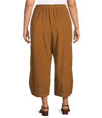 Bryn Walker Plus Cotton Corduroy Elastic Wait Patch Pocket Crop Pasha Pants