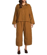 Bryn Walker Plus Cotton Corduroy Elastic Wait Patch Pocket Crop Pasha Pants