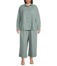 Bryn Walker Plus Cotton Corduroy Point Collar Long Sleeve Button Front Boyfriend Shirt