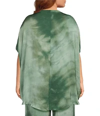 Bryn Walker Plus Debo Italian Viscose Satin Drape Neck Cap Sleeve Tunic