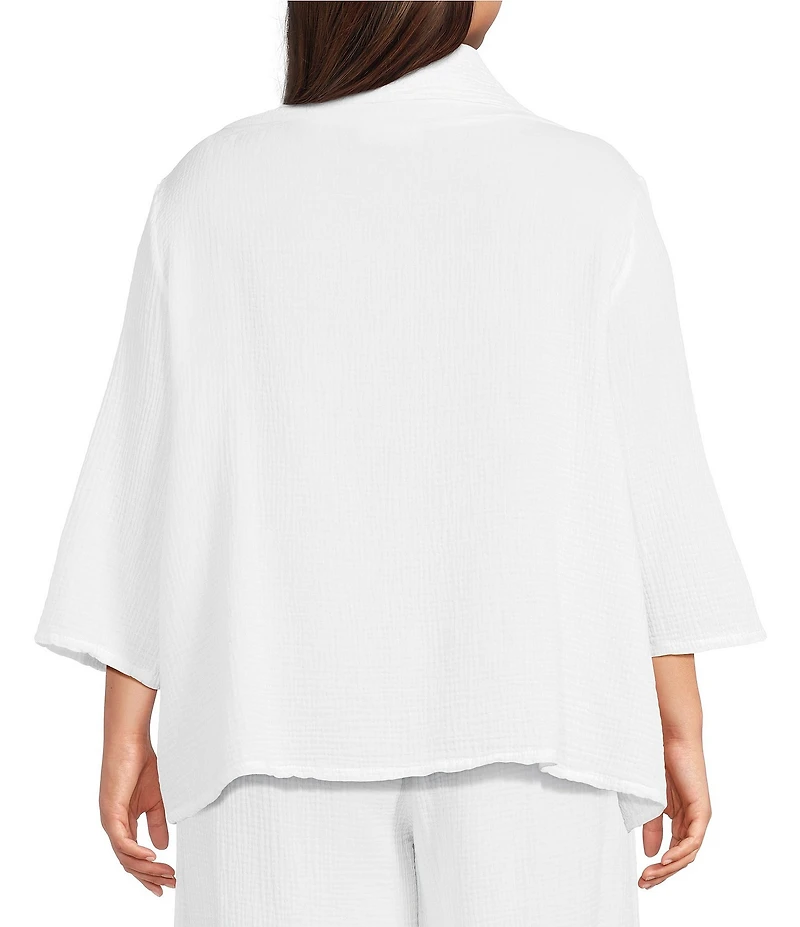 Bryn Walker Plus Etta Cotton Gauze Cowl Neck 3/4 Sleeve Shirt