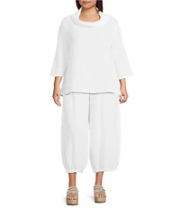 Bryn Walker Plus Etta Cotton Gauze Cowl Neck 3/4 Sleeve Shirt