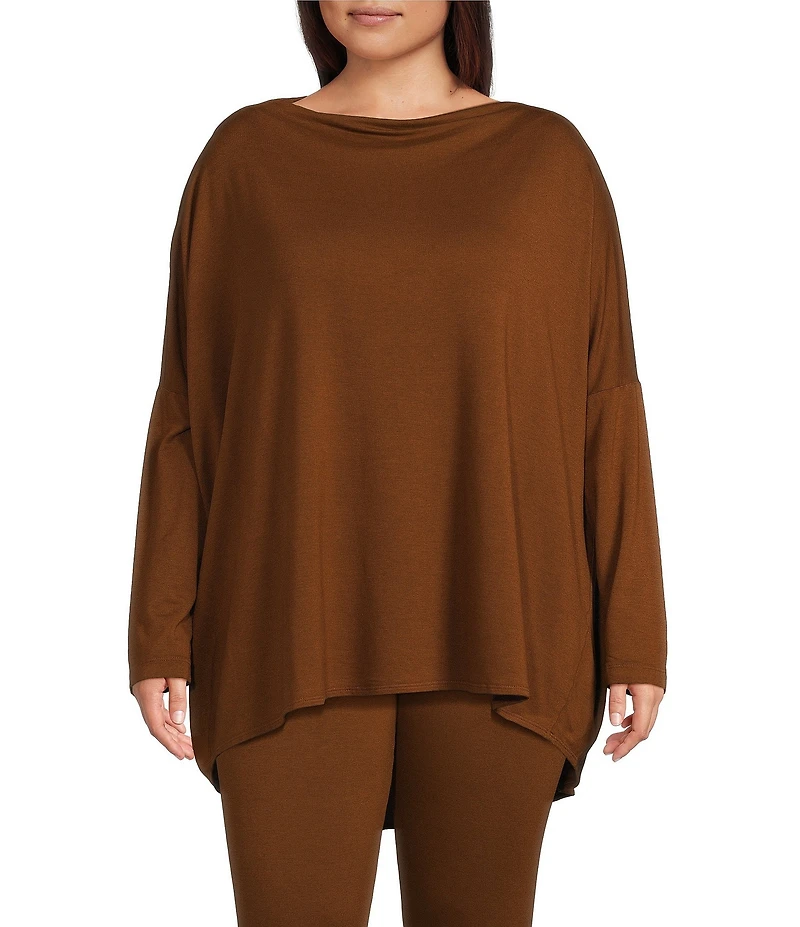 Bryn Walker Plus French Terry Boat Neck Long Dolman Sleeve Dimitri Tunic