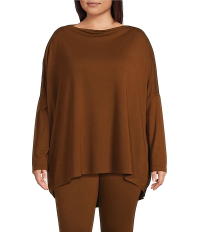 Bryn Walker Plus French Terry Boat Neck Long Dolman Sleeve Dimitri Tunic