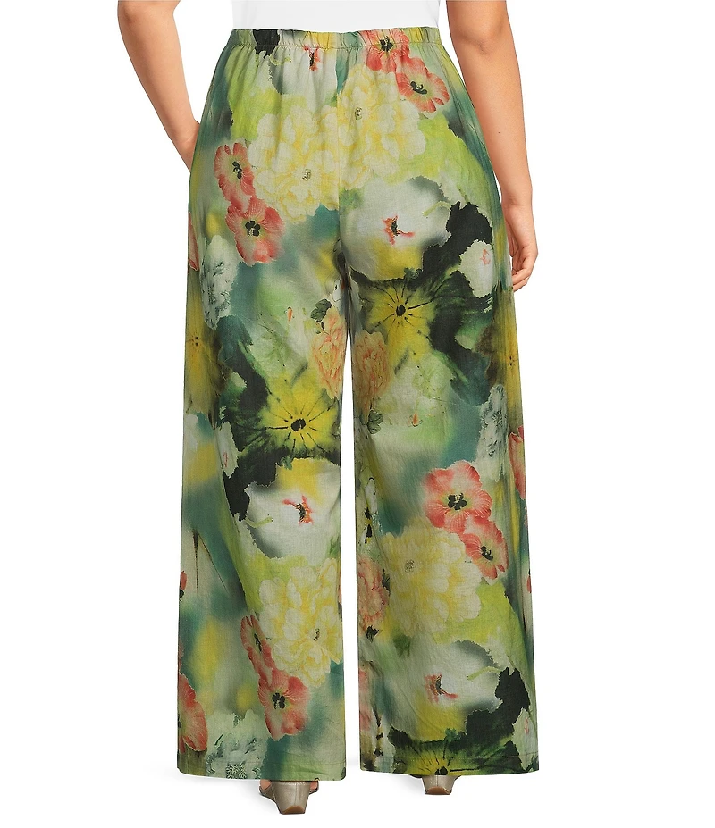 Bryn Walker Plus Giardino Flat Front Elastic Back Wide Leg Full Pants