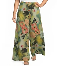 Bryn Walker Plus Giardino Flat Front Elastic Back Wide Leg Full Pants