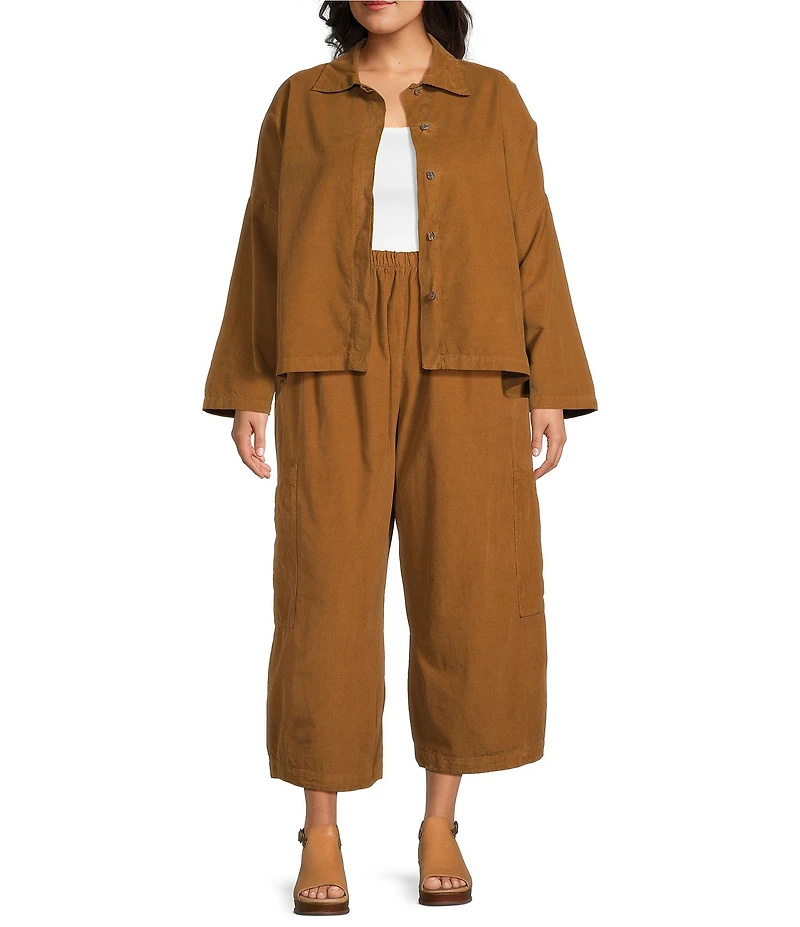Bryn Walker Plus Joan Cotton Corduroy Point Collar Long Sleeve Button Front Jacket