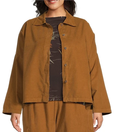 Bryn Walker Plus Joan Cotton Corduroy Point Collar Long Sleeve Button Front Jacket