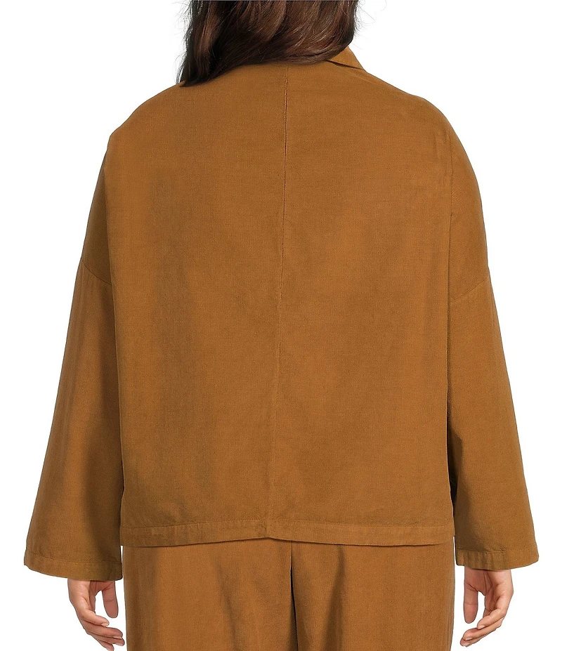 Bryn Walker Plus Joan Cotton Corduroy Point Collar Long Sleeve Button Front Jacket