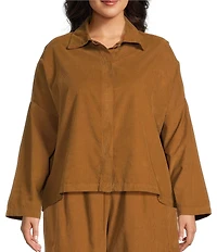 Bryn Walker Plus Joan Cotton Corduroy Point Collar Long Sleeve Button Front Jacket