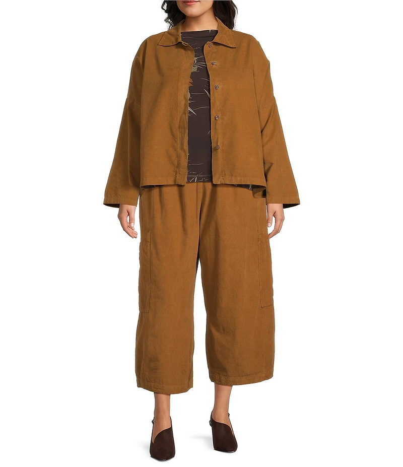 Bryn Walker Plus Joan Cotton Corduroy Point Collar Long Sleeve Button Front Jacket